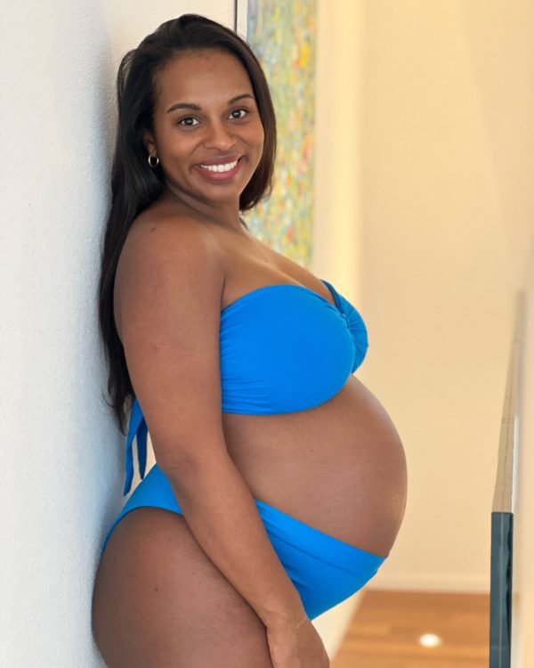 electric blue high waisted bikini bottoms